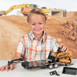 1/20 Skid Steer with Attachments & Flatbed Gooseneck Trailer by Big Country Toys