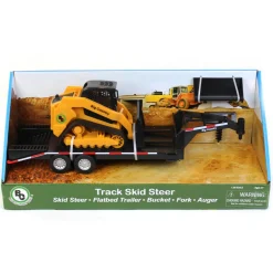 1/20 Skid Steer with Attachments & Flatbed Gooseneck Trailer by Big Country Toys