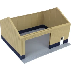 1/64 Tan & Blue "Papa's Shop" 40ft x 30ft Farm Shed w/ Removeable Door & Roof, 3D Printed