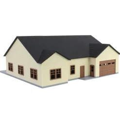 1/64 Tan & Brown “The Ranch” Farm House w/ Opening Garage & Back Deck, 3D Printed