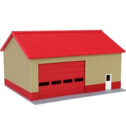 1/64 Tan & Red "Papa's Shop" 40ft x 30ft Farm Shed w/ Removeable Door & Roof, 3D Printed