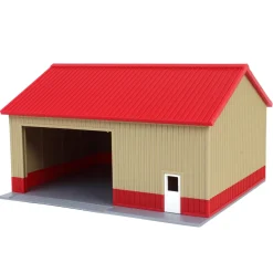 1/64 Tan & Red "Papa's Shop" 40ft x 30ft Farm Shed w/ Removeable Door & Roof, 3D Printed