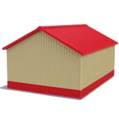 1/64 Tan & Red "Papa's Shop" 40ft x 30ft Farm Shed w/ Removeable Door & Roof, 3D Printed