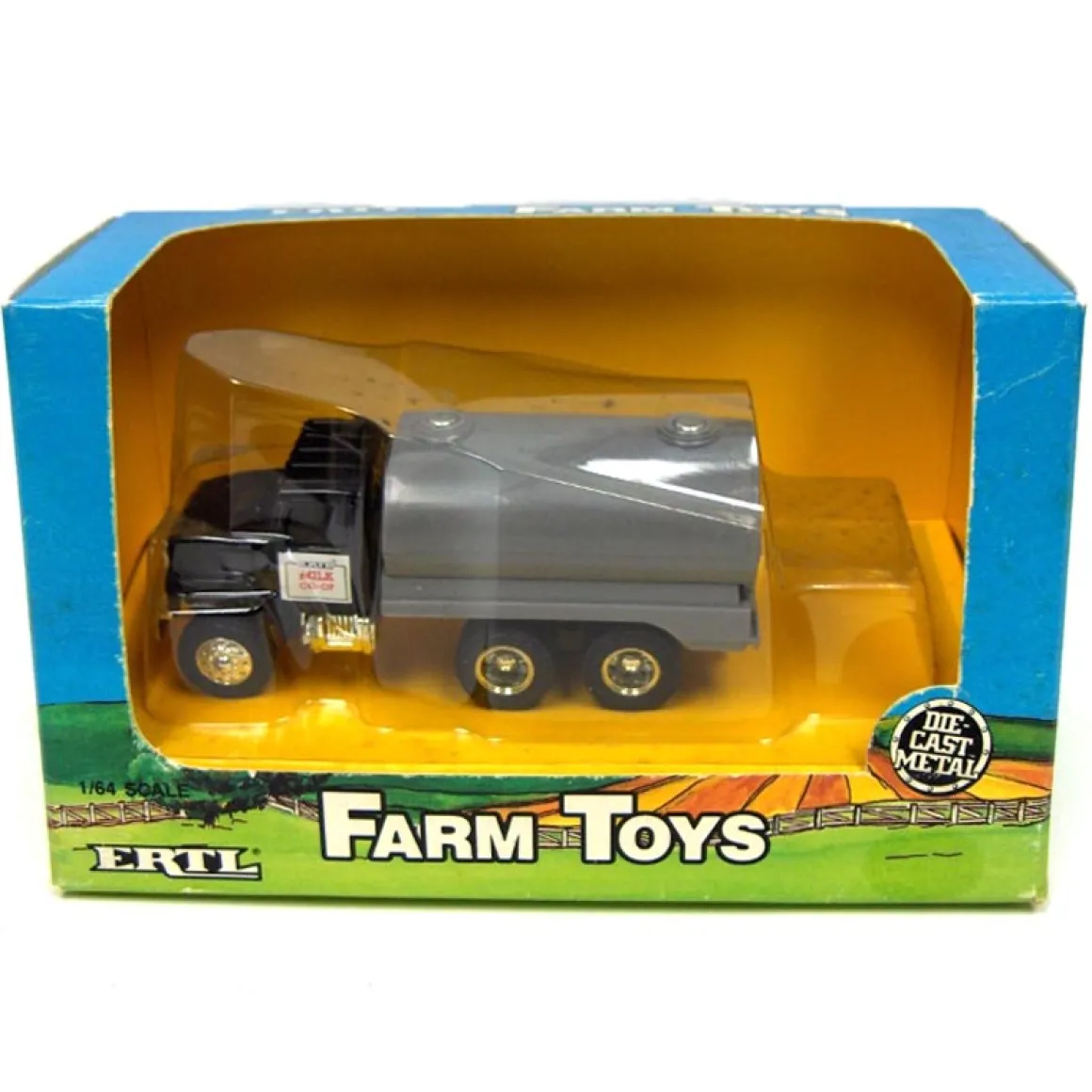 1/64 Tandem Axle Flatbed Truck with Navy Cab & Milk Tank by ERTL