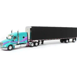 1/64 Teal & Black Peterbilt 579 Sleeper w/ 53' Utility Roll Tarp Trailer, DCP by First Gear