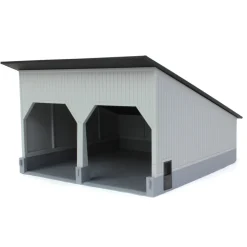1/64 The Double Bay 40ft x 40ft Cattle Shed, Gray/Black, 3D Printed