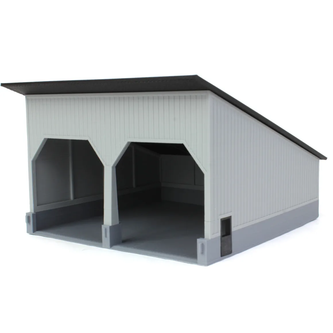 1/64 The Double Bay 40ft x 40ft Cattle Shed, Gray/Black, 3D Printed