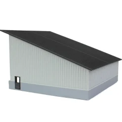 1/64 The Double Bay 40ft x 40ft Cattle Shed, Gray/Black, 3D Printed