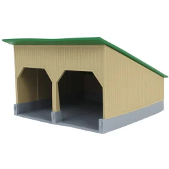 1/64 The Double Bay 40ft x 40ft Cattle Shed, Tan & Green, 3D Printed