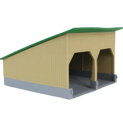 1/64 The Double Bay 40ft x 40ft Cattle Shed, Tan & Green, 3D Printed
