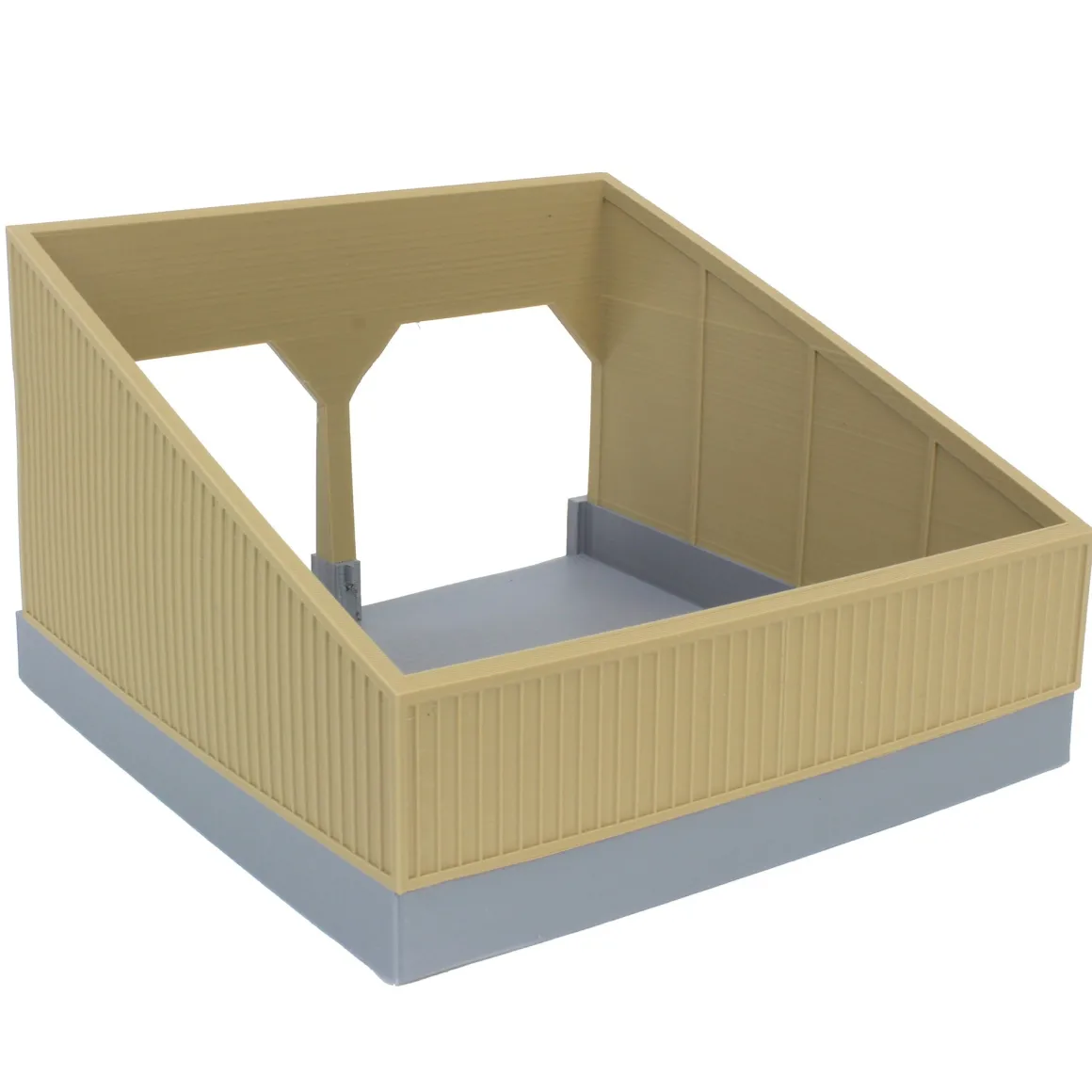 1/64 The Double Bay 40ft x 40ft Cattle Shed, Tan & Green, 3D Printed
