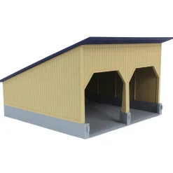 1/64 The Double Bay 40ft x 40ft Cattle Shed, Tan & Navy, 3D Printed