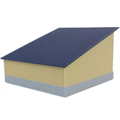 1/64 The Double Bay 40ft x 40ft Cattle Shed, Tan & Navy, 3D Printed