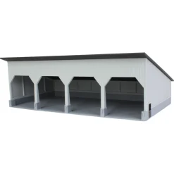 1/64 The Quad Bay 40ft x 80ft Cattle Shed, Gray/Black, 3D Printed