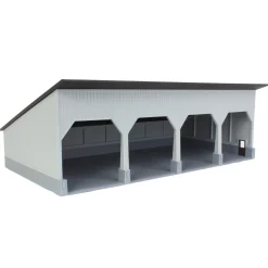 1/64 The Quad Bay 40ft x 80ft Cattle Shed, Gray/Black, 3D Printed
