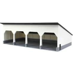 1/64 The Quad Bay 40ft x 80ft Cattle Shed, Black/White, 3D Printed