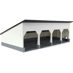 1/64 The Quad Bay 40ft x 80ft Cattle Shed, Black/White, 3D Printed