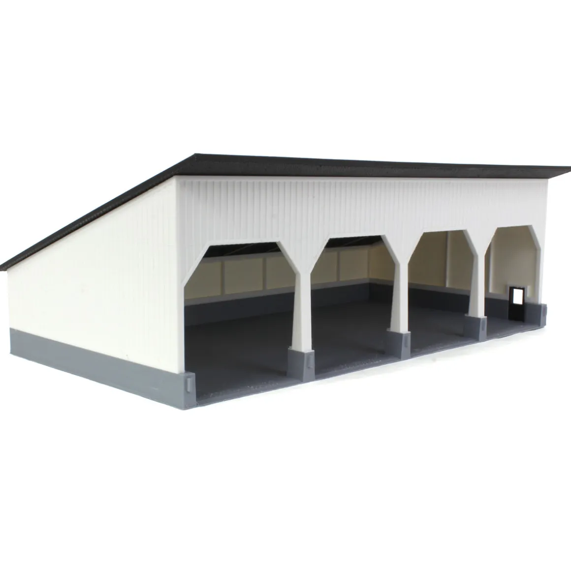 1/64 The Quad Bay 40ft x 80ft Cattle Shed, Black/White, 3D Printed