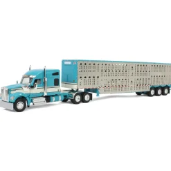 1/64 Turquoise & Cream Kenworth W990 with Wilson Silverstar Livestock Trailer, DCP by First Gear