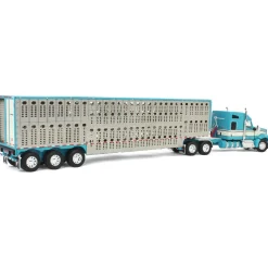 1/64 Turquoise & Cream Kenworth W990 with Wilson Silverstar Livestock Trailer, DCP by First Gear