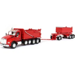1/64 Viper Red Kenworth T880 Rogue Dump w/ Rogue Transfer Dump Trailer, DCP by First Gear