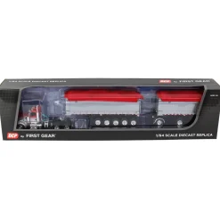 1/64 Viper Red/Silver Kenworth W900L with 31ft & 20ft End Dump Trailers, DCP by First Gear