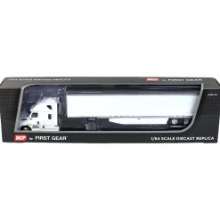 1/64 White 2018 Freightliner Cascadia Sleeper & Utility Trailer w/ Skirts, DCP by First Gear