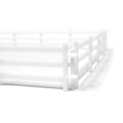 1/64 White 3 Rail Fence 6in Sections, 6 Pack