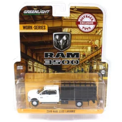 1/64 White 2018 Ram 3500 Dually with Black Stake Bed, Outback Toys Exclusive