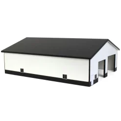 1/64 White & Black 2 Door 60ft x 80ft Wooden Tractor or Truck Shop