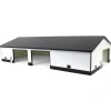 1/64 White & Black 60ft x 120ft Wooden Implement Shed with Double Side Doors