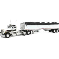 1/64 White & Black Peterbilt 379 Day Cab with White Wilson Pacesetter Grain Trailer, DCP by First Gear