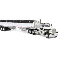 1/64 White & Black Peterbilt 379 Day Cab with White Wilson Pacesetter Grain Trailer, DCP by First Gear