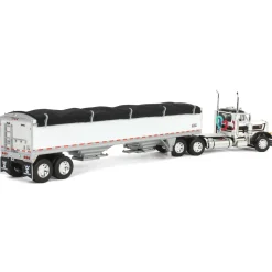1/64 White & Black Peterbilt 379 Day Cab with White Wilson Pacesetter Grain Trailer, DCP by First Gear