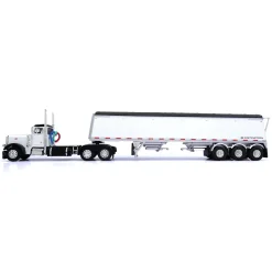 1/64 White & Black Peterbilt 379 Day Cab with Lode King Grain Trailer, DCP by First Gear