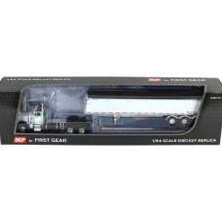 1/64 White & Black Peterbilt 379 Day Cab with Lode King Grain Trailer, DCP by First Gear