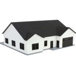 1/64 White & Black “The Ranch” Farm House w/ Opening Garage & Back Deck, 3D Printed