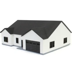 1/64 White & Black “The Ranch” Farm House w/ Opening Garage & Back Deck, 3D Printed