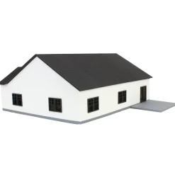 1/64 White & Black “The Ranch” Farm House w/ Opening Garage & Back Deck, 3D Printed