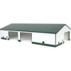 1/64 White & Forest Green 60ft x 120ft Wooden Implement Shed with Double Side Doors