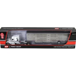 1/64 White & Gray Kenworth W990 with Wilson Silverstar Livestock Trailer, DCP by First Gear