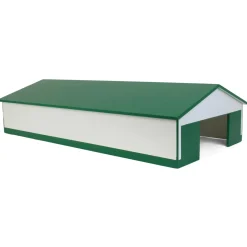 1/64 White & Green 1 Door 60ft x 120ft Wooden Tractor or Truck Shop