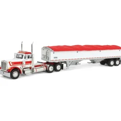 1/64 White & Red Peterbilt 379 Day Cab with White Wilson Pacesetter Grain Trailer, DCP by First Gear