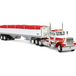 1/64 White & Red Peterbilt 379 Day Cab with White Wilson Pacesetter Grain Trailer, DCP by First Gear