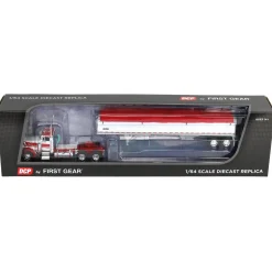 1/64 White & Red Peterbilt 379 Day Cab with White Wilson Pacesetter Grain Trailer, DCP by First Gear