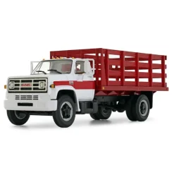 1/64 White & Red 1970s GMC 6500 Stake Truck, DCP by First Gear
