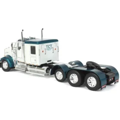 1/64 White & Teal Kenworth W900L w/ Chrome Polar Tandem-Axle Deep Drop Tank Trailer, DCP by First Gear