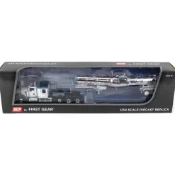 1/64 White & Teal Kenworth W900L w/ Chrome Polar Tandem-Axle Deep Drop Tank Trailer, DCP by First Gear