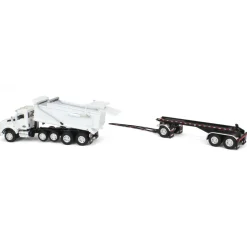 1/64 White Kenworth T880 Rogue Dump w/ Rogue Transfer Dump Trailer, DCP by First Gear