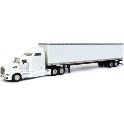 1/64 White Kenworth T660 Sleeper & Trailer with Double Rear Doors